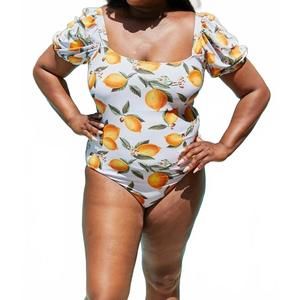 NEW MARINA WEST SWIM puff sleeve one piece in orange sky